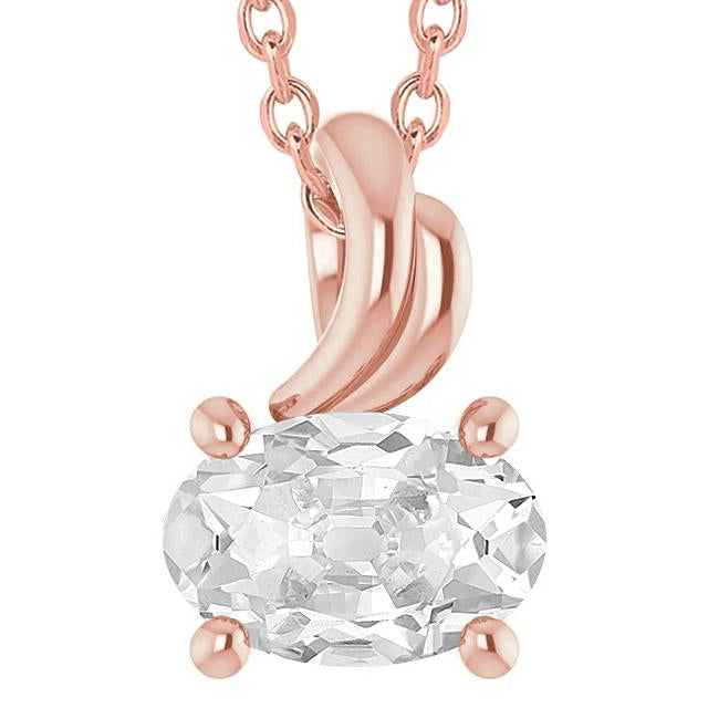 Lady's Slide Véritable Diamond Pendentif 5 Carats Ovale Vieux mineur Bijoux Or Rose