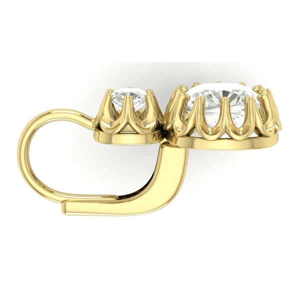 Leverback Pendants d'oreilles Réel Diamants Coussins