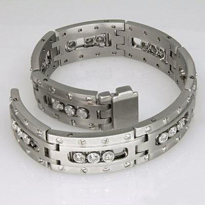 Lien Bracelet Homme 3.75 Carats Réel Diamants Taille Ronde Or Blanc 14K
