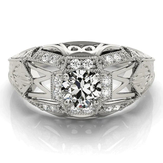 Like Edwardian Jewelry Bague Halo Old Miner Réel Diamant Filigrane 3 Carats