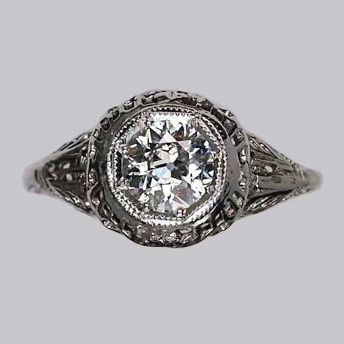 Like Edwardian Jewelry Bague Or Solitaire Avec Réel Diamants Old Miner