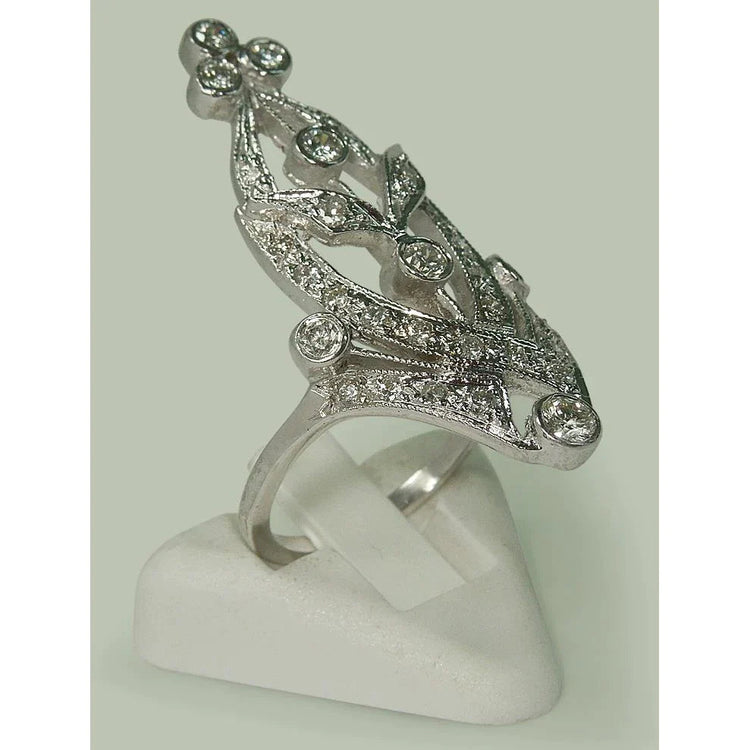 Like La Belle Epoque Bijoux Bague En Réel Diamant Rond En Forme De Marquise