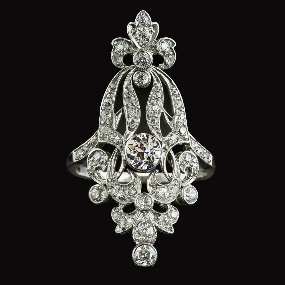 Like La Belle Epoque Bijoux Bague en Réel Diamant Taille Ancienne De Style Vintage