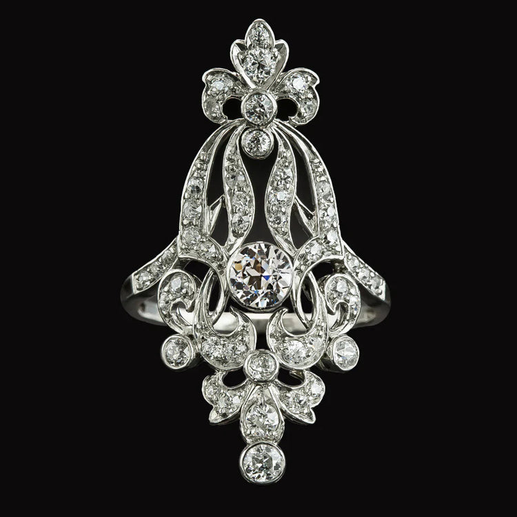 Like La Belle Epoque Bijoux Bague en Réel Diamant Taille Ancienne De Style Vintage