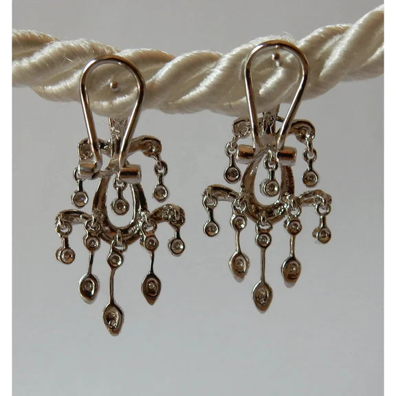 Like La Belle Epoque Bijoux Boucles d'Oreilles Lustre Réel Diamants Or Blanc