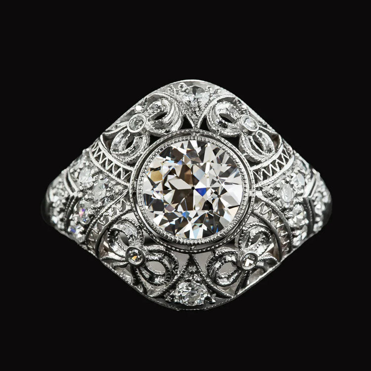 Like La Belle Epoque Bijoux Style Antique Lunette Bague Naturel Diamant Taille Ancienne