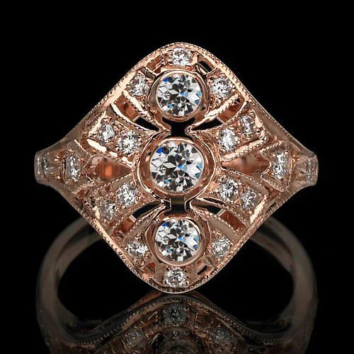 La Belle Epoque Jewelry Bague De Fiançailles En Réel Diamants Taillés Dans La Vieille Mine