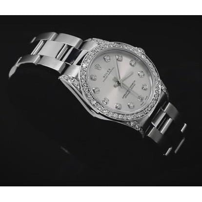 Lunette Diamant Personnalisée Rolex Taille moyenne Sans date 31 mm Montre acier inoxydable