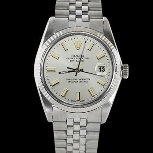 Lunette cannelée Cadran bâton blanc Rolex Hommes