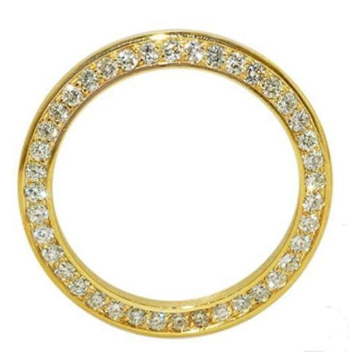 Lunette de montre en or jaune 18K 31 mm 2 carats diamant rond