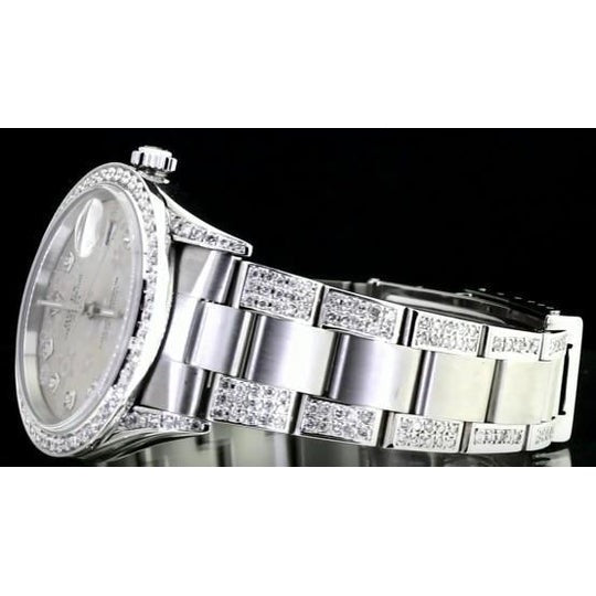 Lunette en diamant Rolex 34 mm Date Montre recouverte de 8 ct. Diamant personnalisé acier inoxydable2