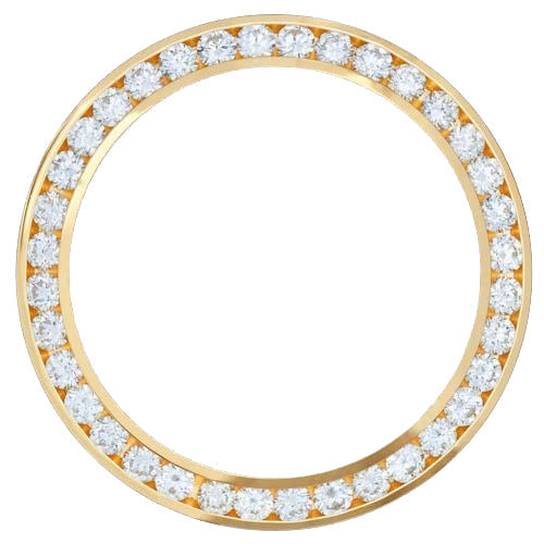 Lunette en diamants sertis de 4,5 carats de 34 mm pour montre Breitling Rolex Date en or jaune 18K