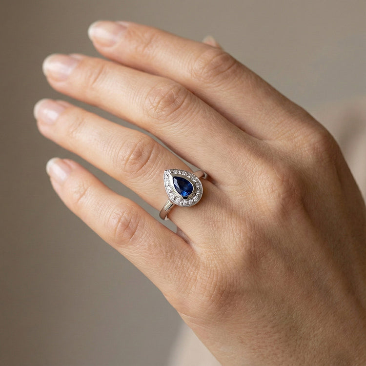 Luxueux Saphir Bleu Royal Bague Pierre de Couleur 1,30 carats