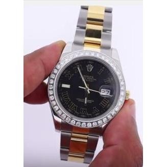 MONTRE ROLEX DATEJUST DE TAILLE MOYENNE AVEC LUNETTE EN DIAMANT PERSONNALISÉ