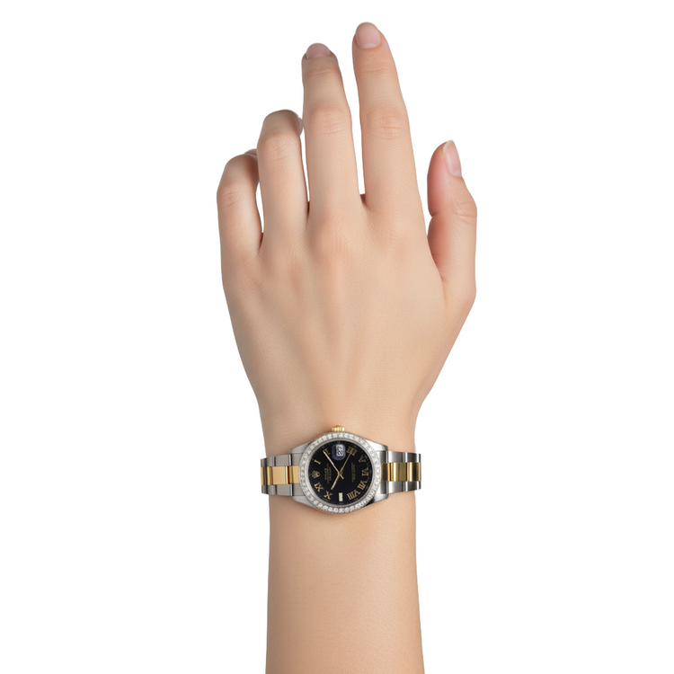 MONTRE ROLEX DATEJUST DE TAILLE MOYENNE AVEC LUNETTE EN DIAMANT PERSONNALISÉ DE 2 CARATS P4