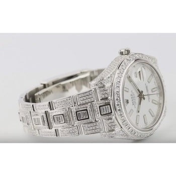 MONTRE ROLEX DATEJUST II POUR HOMMES 16 CT GLACÉ DIAMANT PERSONNALISÉ ACIER INOXYDABLE4