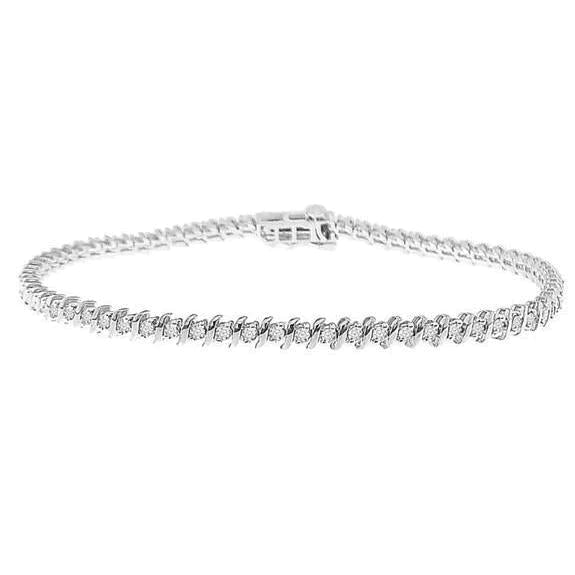 Magnifique Bracelet Tennis à 6,50 Cts De Naturel Diamants Ronds 14K D'Or Blanc