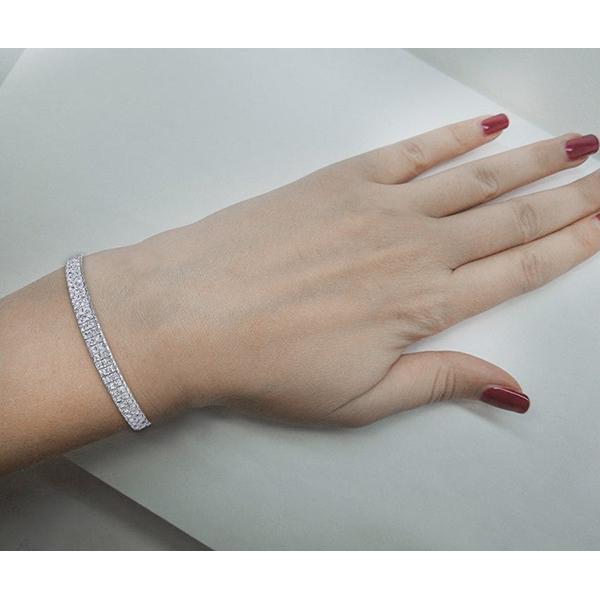 Magnifique Bracelet Tapis à 13 Carats De Réel Diamants Princesses