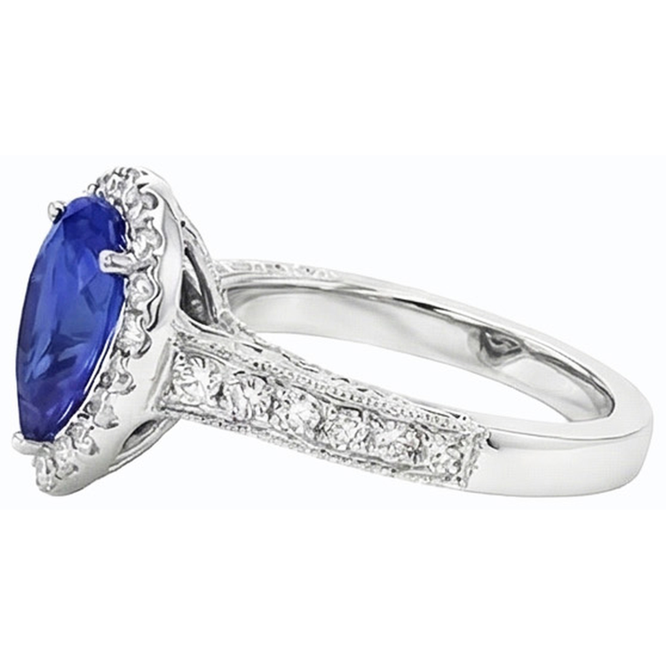 naturel pear diamant 3carats bague sur blanc