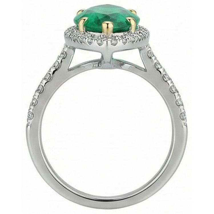 Émeraude Colombienne Bague Pierre de Couleur – vue de dessus