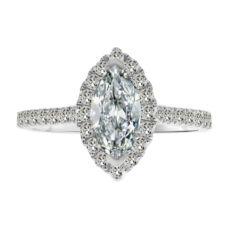Brillant Bague Sertie Halo 2,50-carats Or 14K Blanc – vue principale