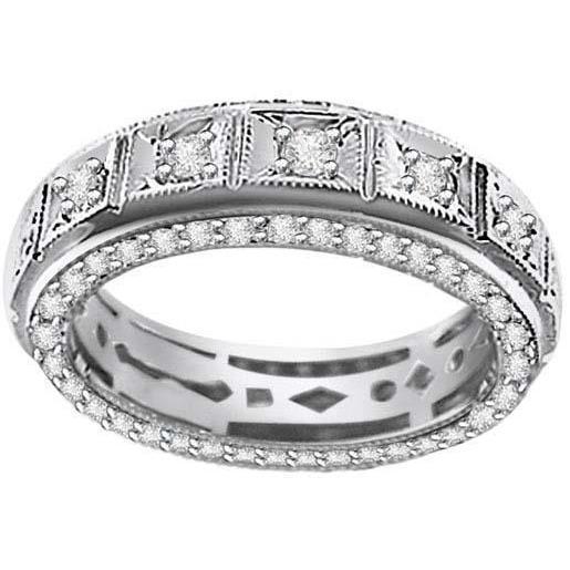 Men 3.70 Carats Round Cut Naturel Diamond Wedding Band 14K White Gold