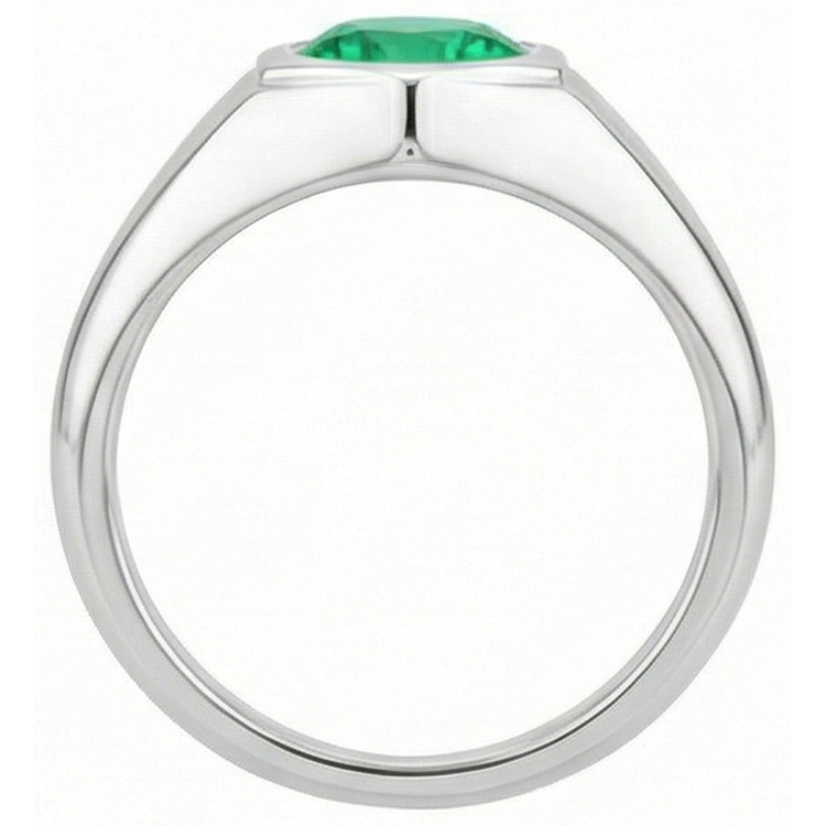 Taille Brillant Émeraude bague en Or 14K Blanc – vue de dessus