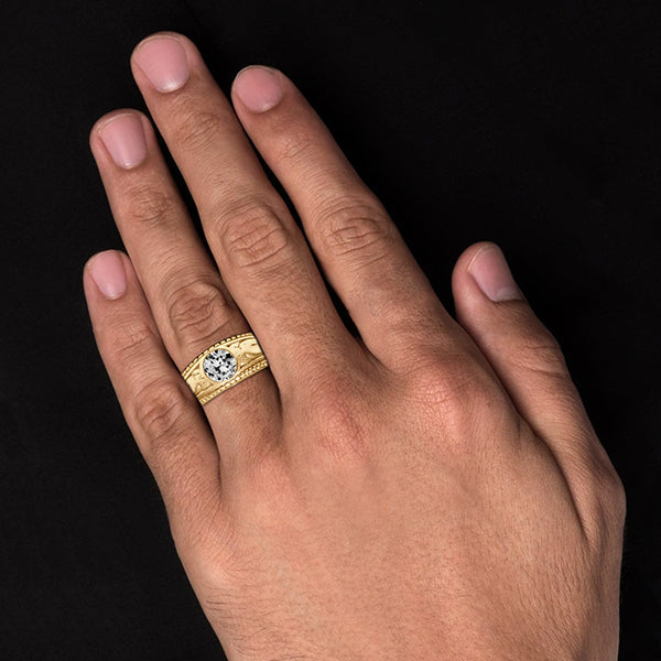 Artisanal Diamant Fin Bague Masculine 2 carats – vue d'angle