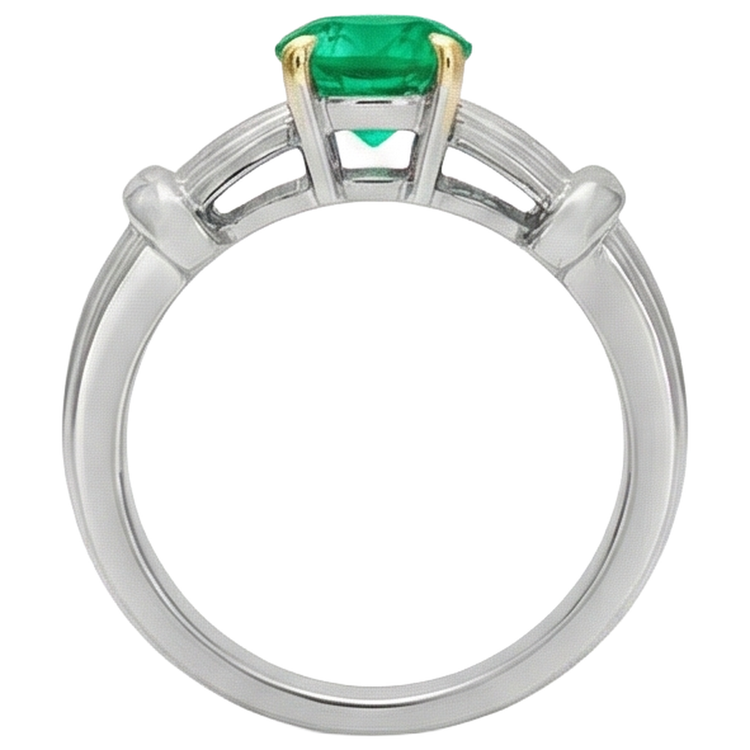 Émeraude Bague Pierre Précieuse 2 carats Or 14K Bicolore – vue arrière