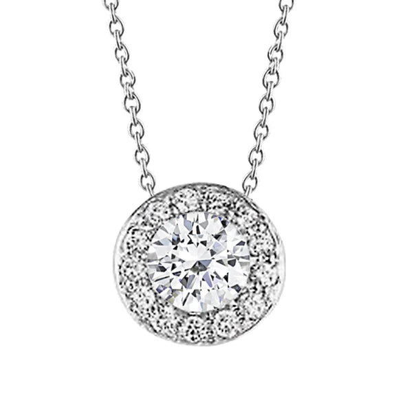 Mesdames 2.5 Carats Magnifique Collier Pendentif Réel Diamants Or Blanc 14K