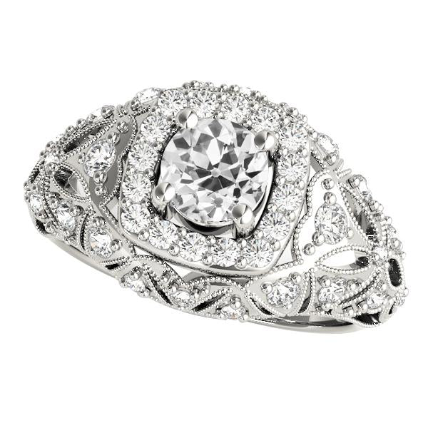 Mesdames Halo Round Ancienne Mine Cut Naturel Diamond Ring Style Antique 3,75 Carats