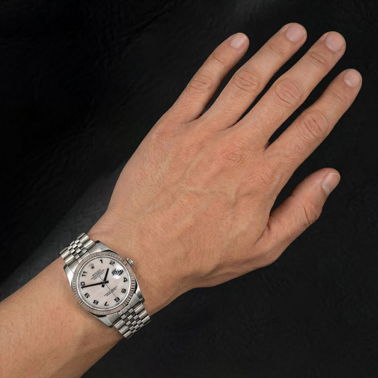 Montre Rolex 116234 avec cadran arabe en nacre blanche de 36 mm