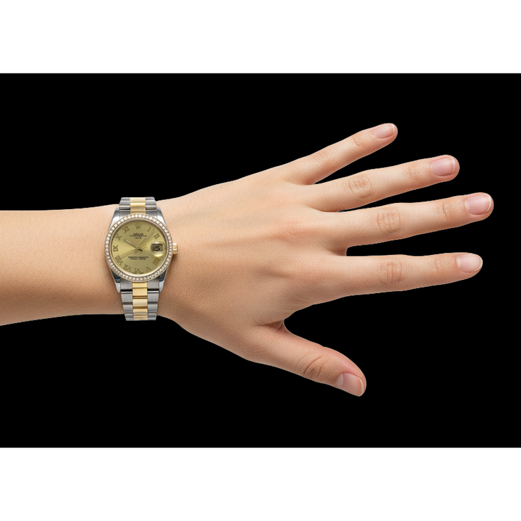 Montre Rolex Date Series pour homme et femme en acier inoxydable et or, deux tons