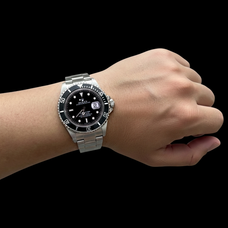 Montre-bracelet perpétuelle Rolex huître en acier inoxydable noire