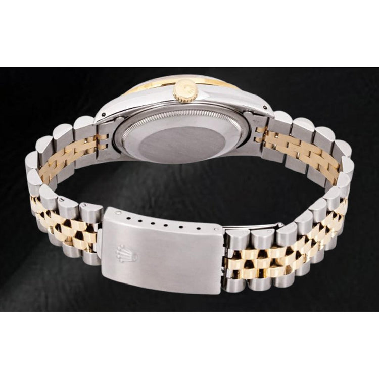 Montre-bracelet Rolex bicolore Jubilee 36 mm Datejust avec cadran en diamant blanc et lunette