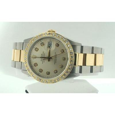 Montre Datejust bicolore avec cadran et lunette en diamant