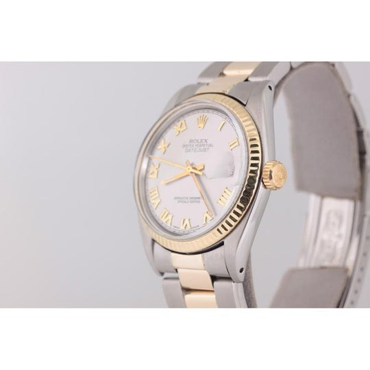 Montre Rolex Datejust Lunette cannelée Bracelet huître Or Et acier inoxydable réglage rapide3