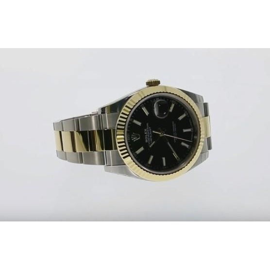 Montre Rolex Cadran Noir Datejust Ii Bracelet huître acier inoxydable & Or4
