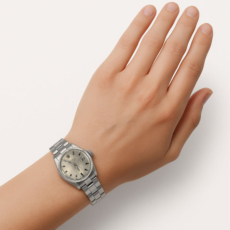 Montre Rolex Date 26 mm en acier inoxydable avec cadran argenté P1