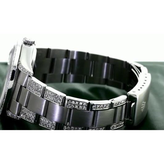 Montre Rolex Date 34 Mm Lunette Diamant Personnalisée Bracelet acier inoxydable 7 Carats2