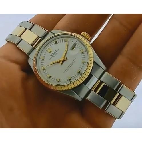 Montre Rolex Date 34 mm Cadran Blanc Or Jaune