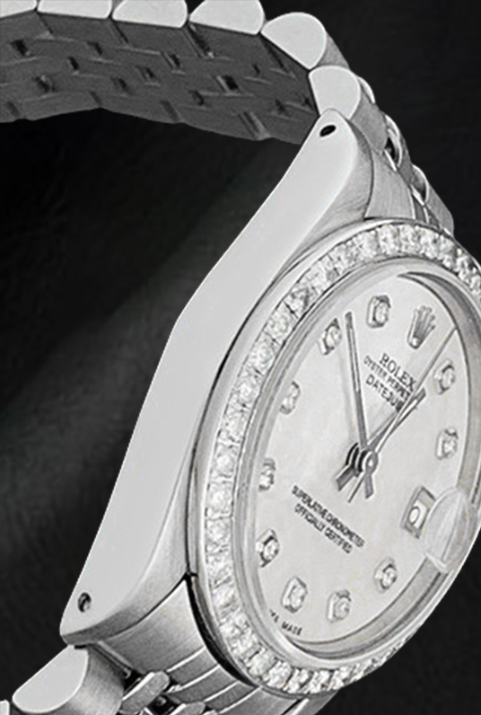 Montre Rolex Datejust 31 mm en acier inoxydable avec cadran en diamant blanc ou nacre