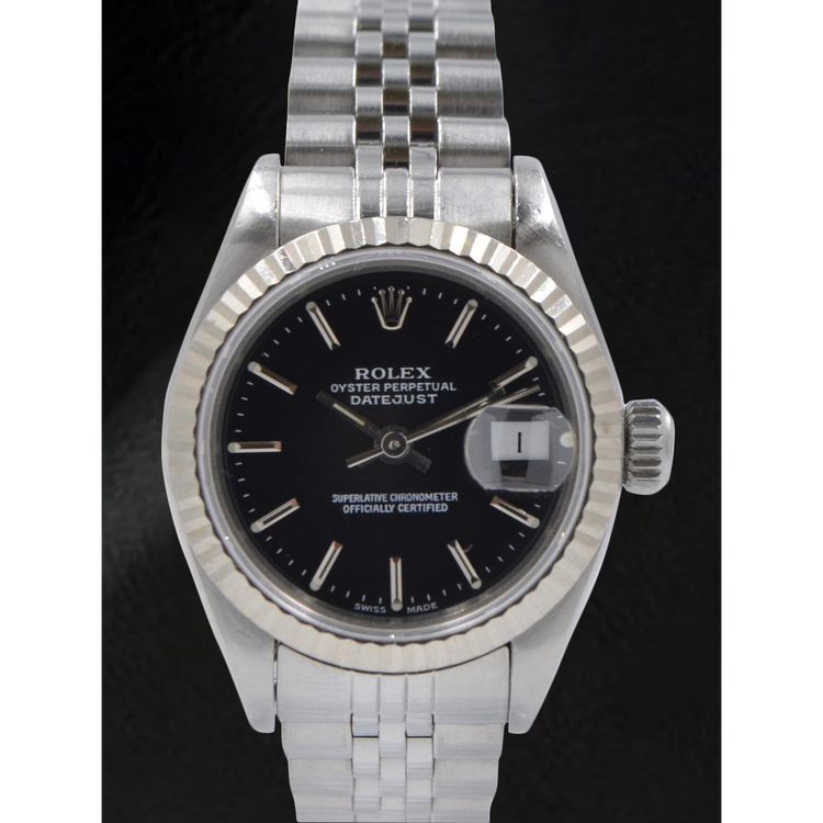 Montre Rolex Datejust 31 mm en acier inoxydable avec cadran noir