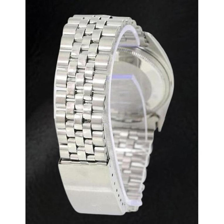 Montre Rolex Datejust 36 mm en acier inoxydable avec cadran en nacre rose et diamants