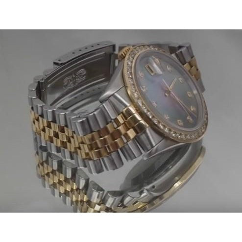 Montre Rolex lunette diamant personnalisée deux tons ensemble rapide