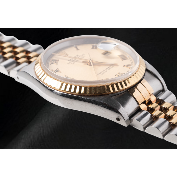 Montre Rolex Datejust Champagne à cadran romain 36 mm bicolore