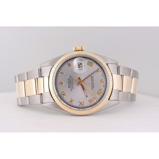 Montre Rolex Datejust Lunette cannelée Bracelet huître Or Et acier inoxydable réglage rapide4