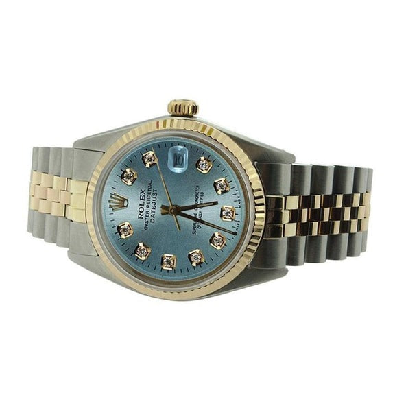 Montre Rolex Datejust à cadran bleu diamant