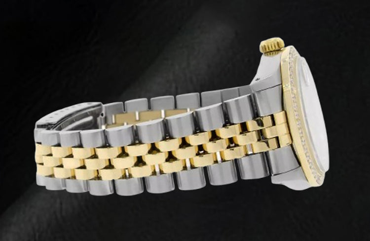 Montre Rolex Datejust avec cadran en nacre rose et diamants, 31 mm, bicolore