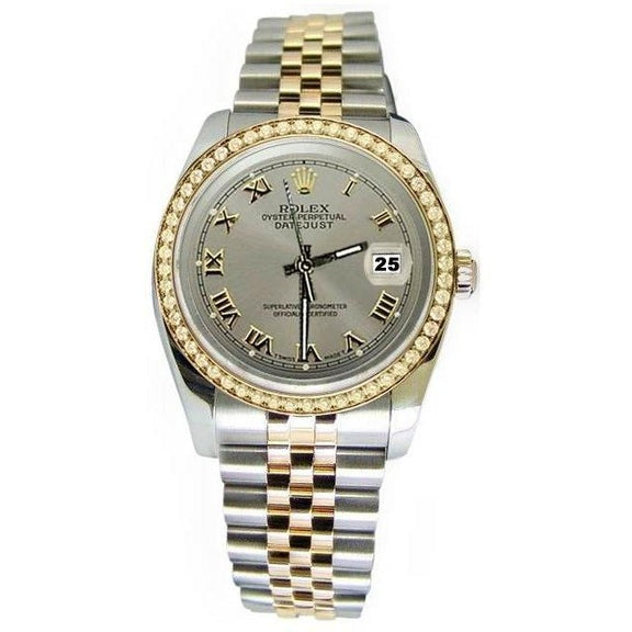 Montre Rolex Datejust avec lunette en diamant